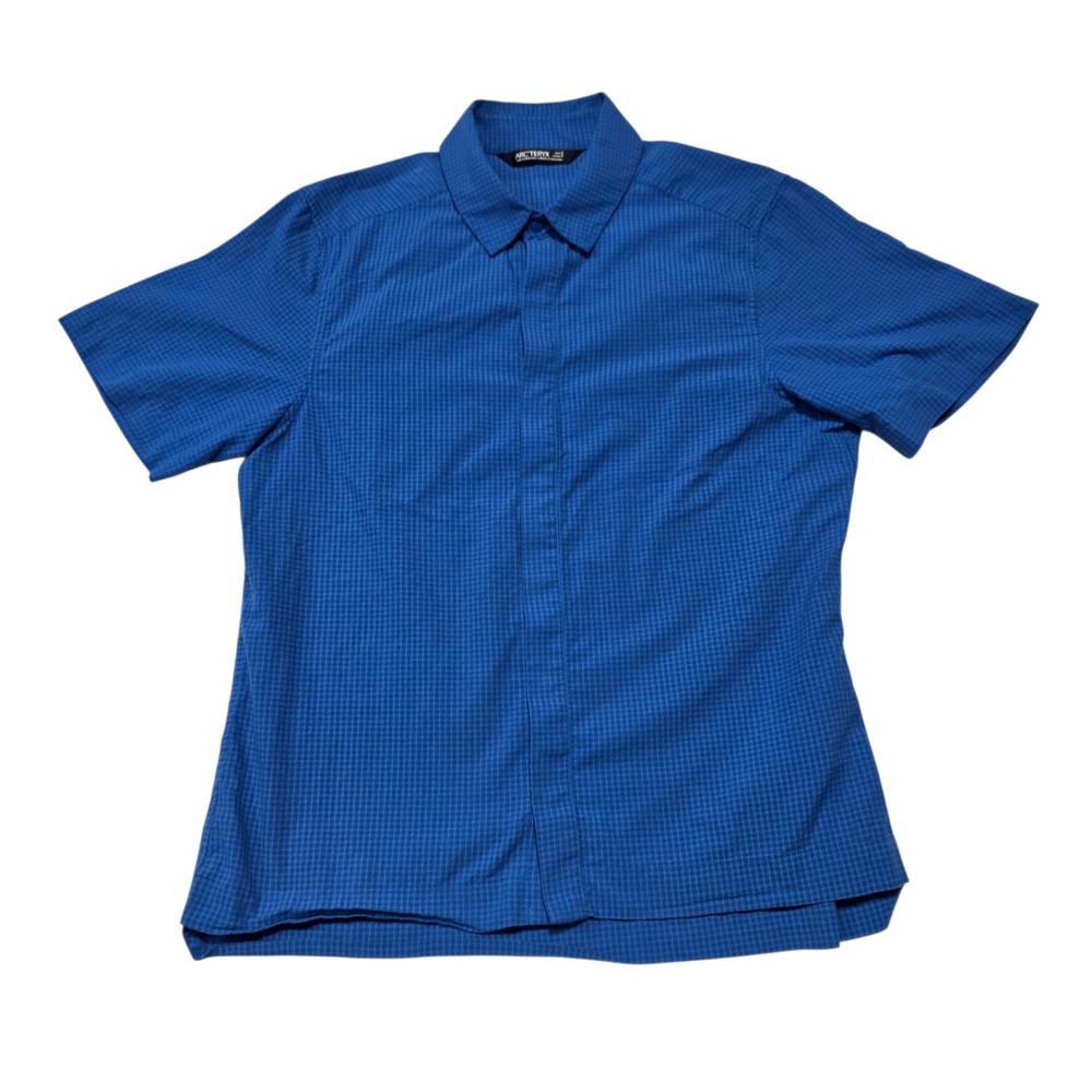 Arc'teryx Elaho Shirt Men Small Blue Plaid Short Sleeve Hiking Outdoor Gorpcore